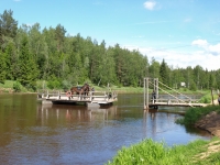An ancient way how to cross bigger rivers. This is a historical wooden ferry operated by manpower on <a href="http://www.adventureride.eu/en/select-dates/through_the_rivers_of_gauja_national_park/">horseback riding vacation</a> in Gauja national park